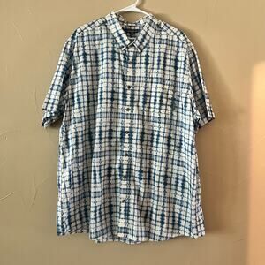 Eddie Bauer Mens Classic Fit Short Sleeve Button Up Grid Pattern Shirt: Sz 3XLT